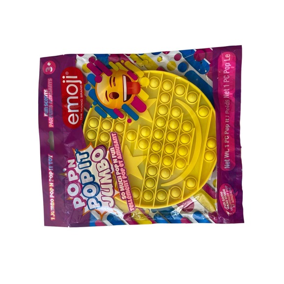 Pop N Pop It Jumbo Emoji Yellow Star Smile Fidget Relieve Stress Toy NEW - Picture 3 of 4
